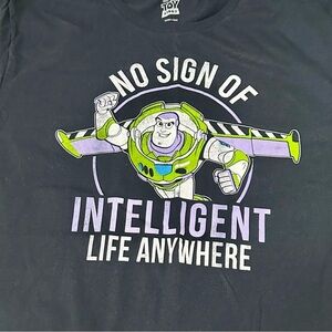 Disney Black and Purple Buzz Lightyear Tee Funny Graphic Toy Story Dad Joke